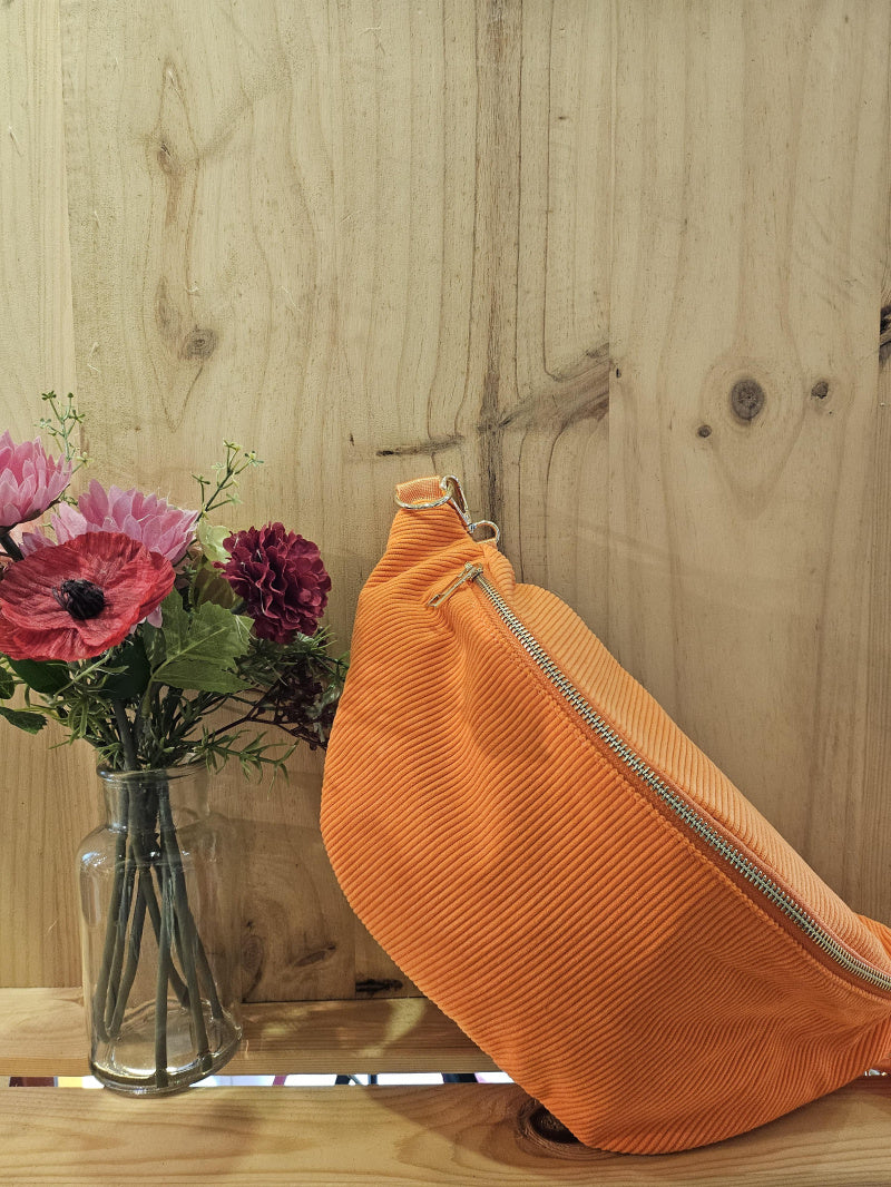 Sac banane en velours côtelé XXL orange