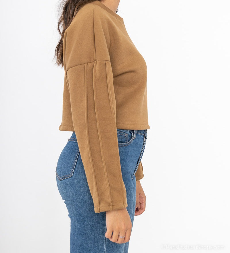 Sweat  crop top Camel