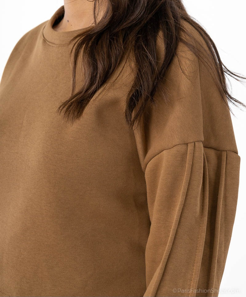 Sweat  crop top Camel