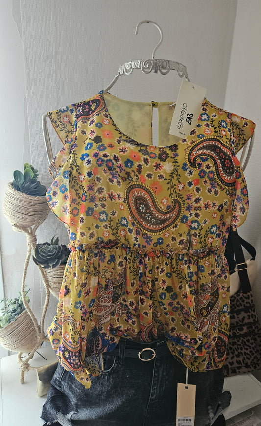Blouse bohème jaune