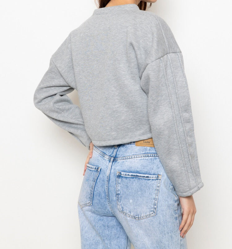 Sweat crop top gris