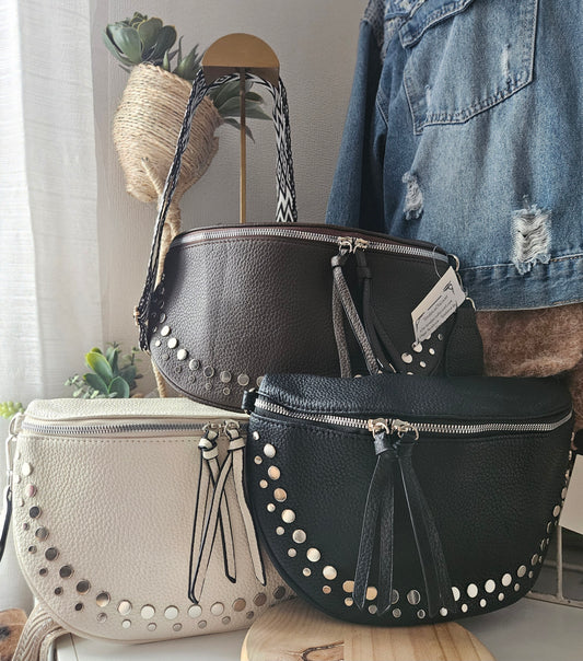 Sac banane crossbody clouté couleur au choix