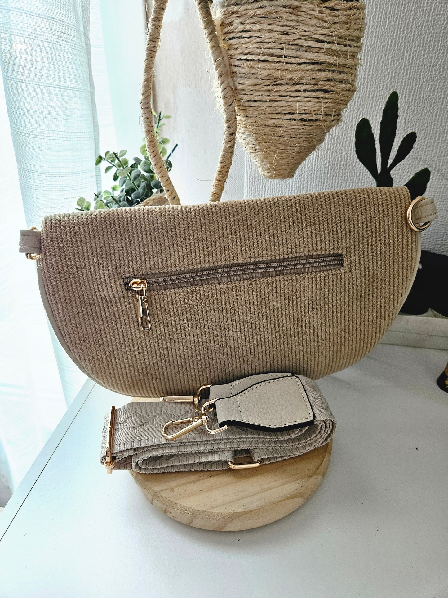 Sac banane en velours côtelé capuccino/Beige