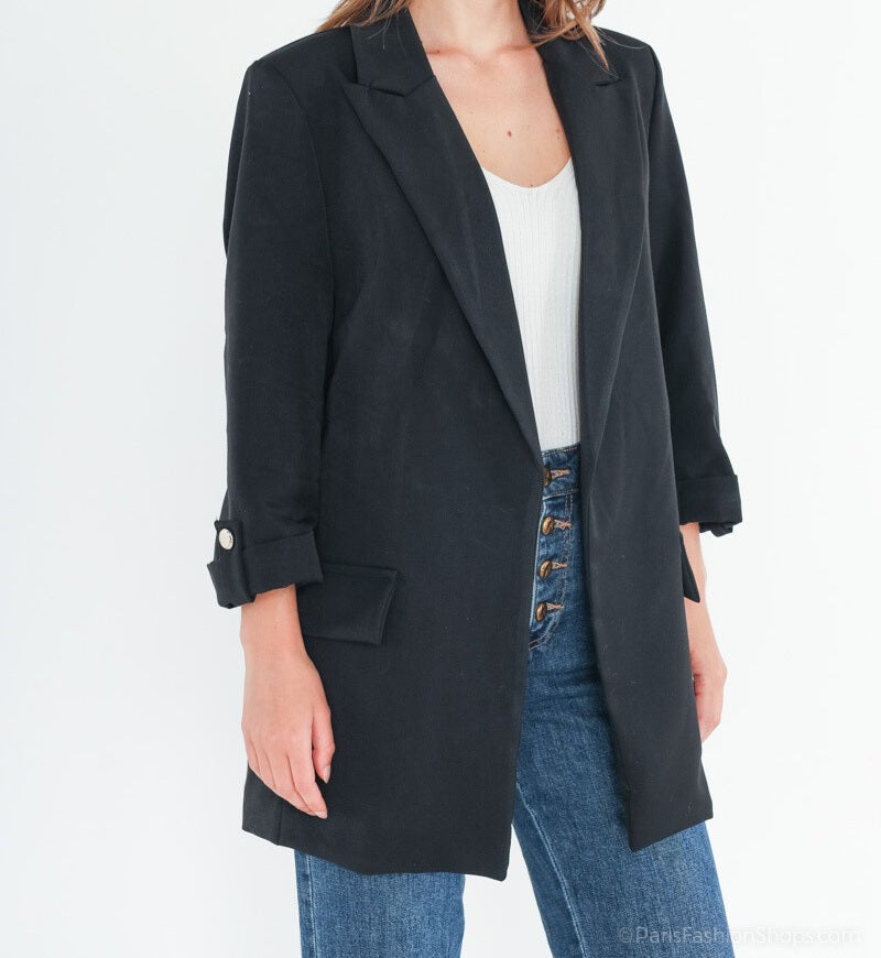 Blazer noir manches 3/4