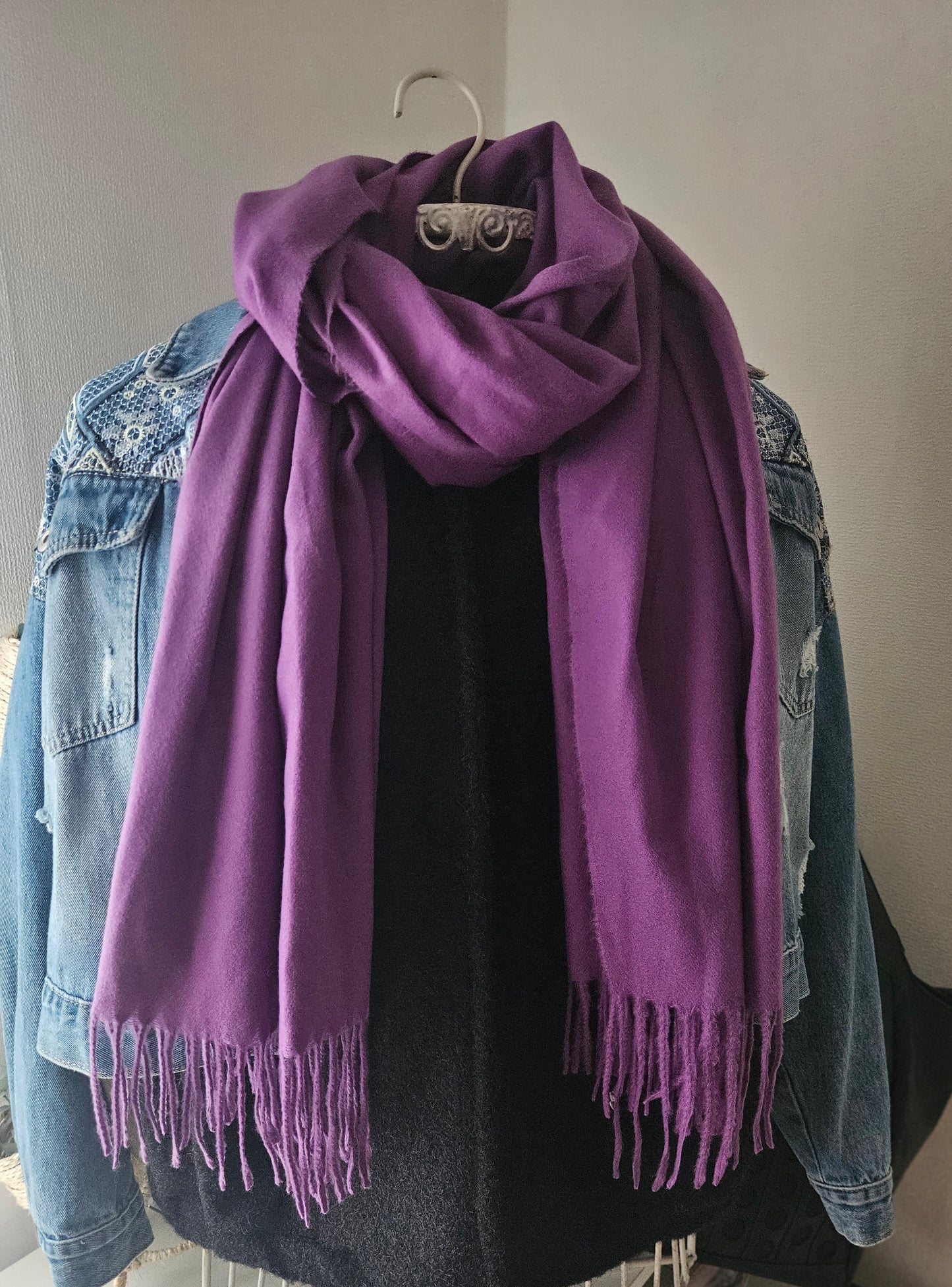 Écharpe unie violette en viscose