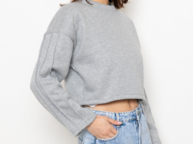 Sweat crop top gris