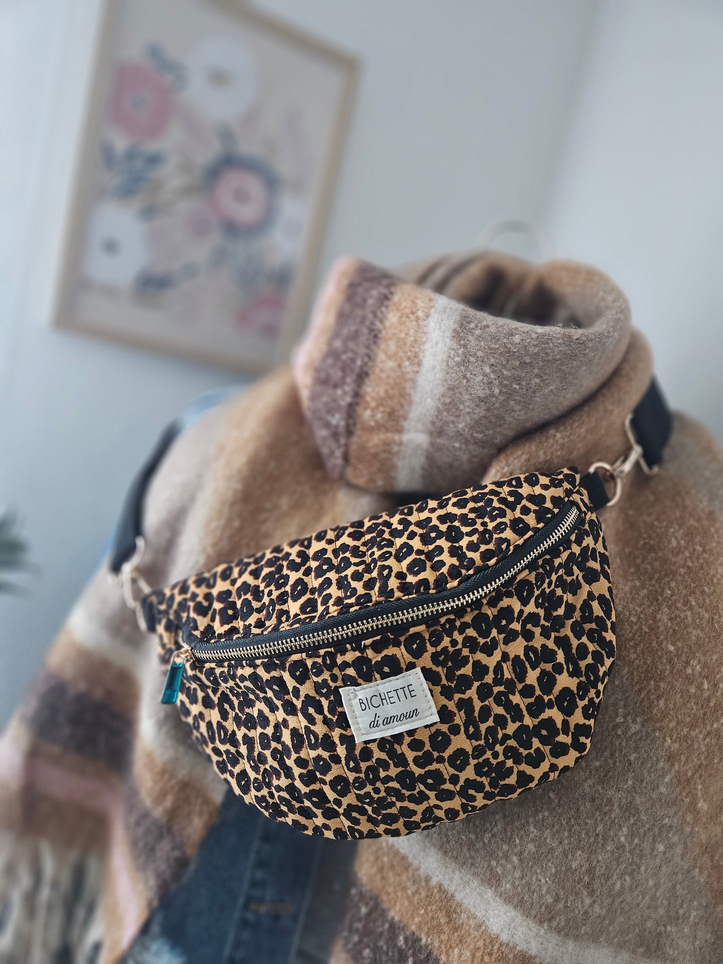 Sac banane léopard marron 100% coton