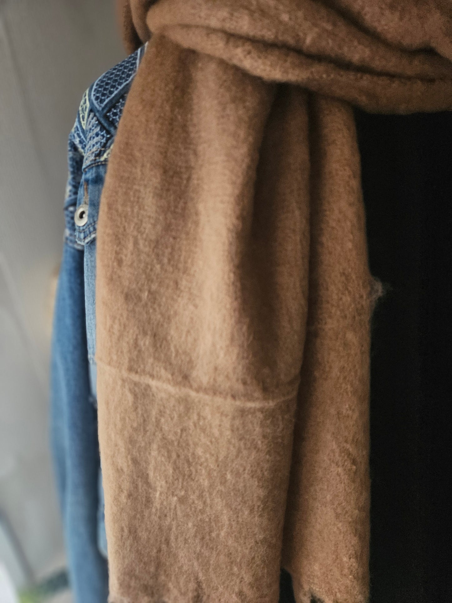 Écharpe camel extra longue en viscose