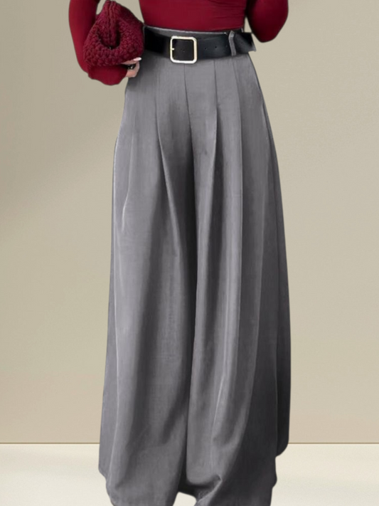 Pantalon large plissé gris