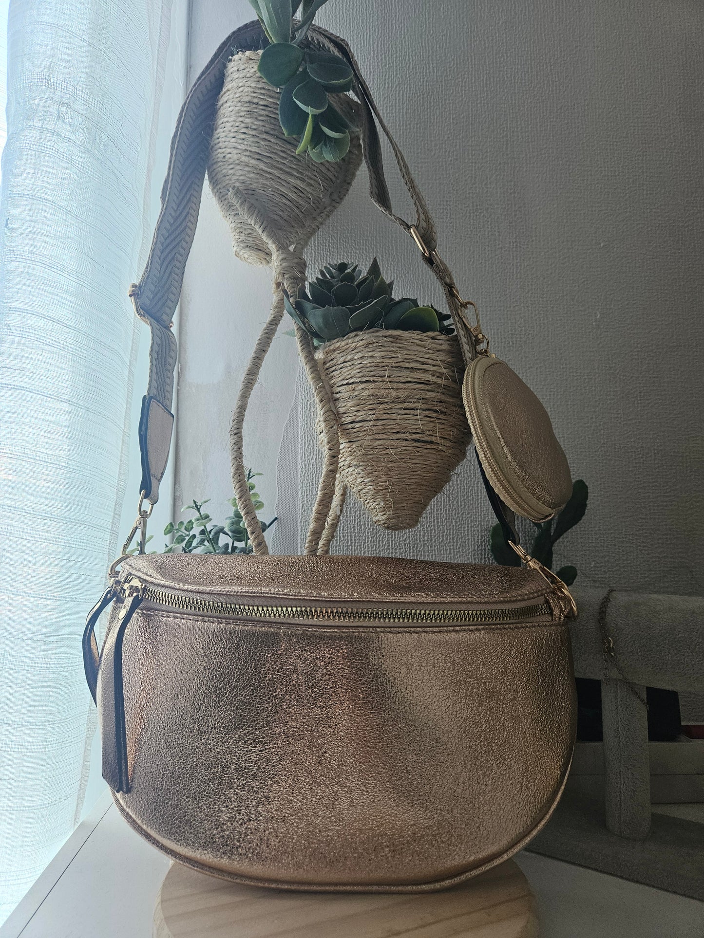 Sac banane champagne et porte monnaie