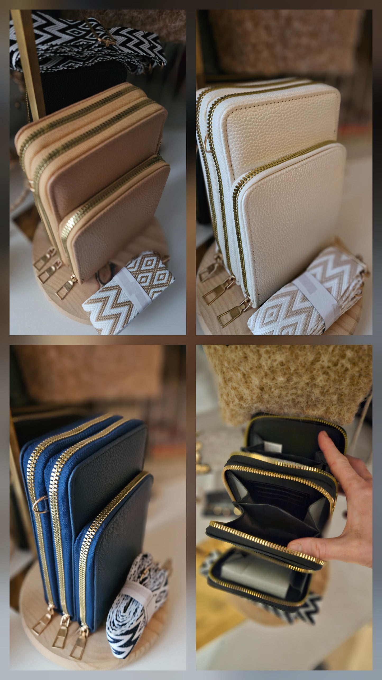 Sac téléphone couleur au choix à 3 compartiment bandoulière assortie