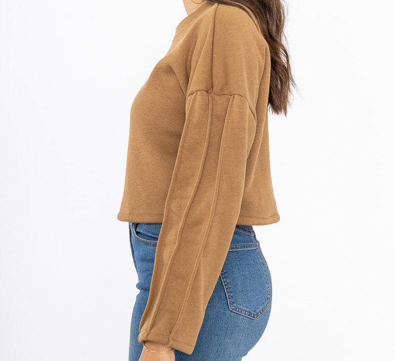 Sweat  crop top Camel