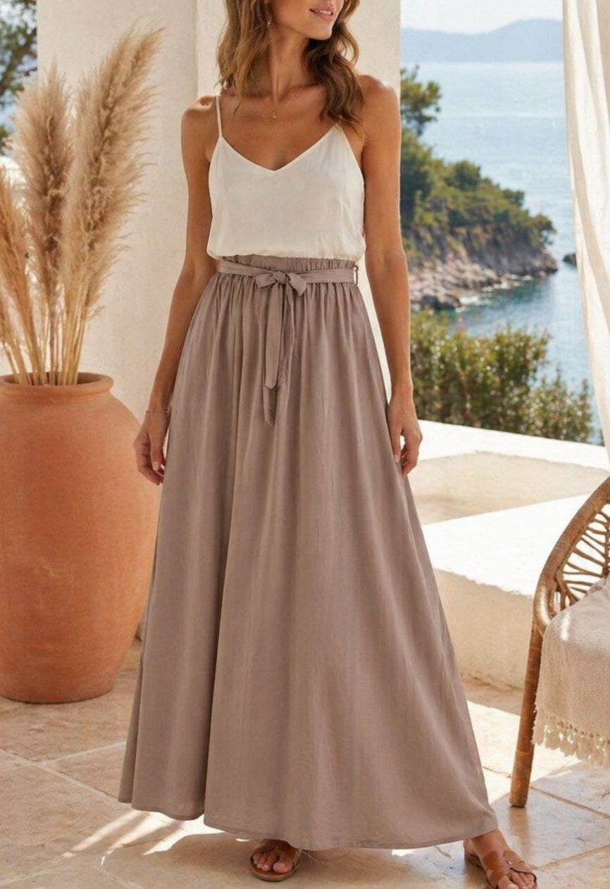 Jupe longue 100% coton doublée (en Noir,Taupe,Marine,Rouge,Kaki,blanche.)